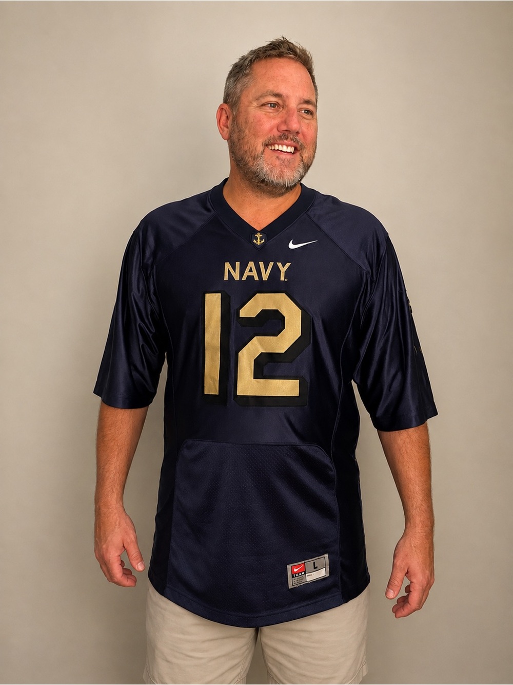 Nike Navy Midshipmen Football Jersey Men’s L #12 Pro Combat Stitched NCAA